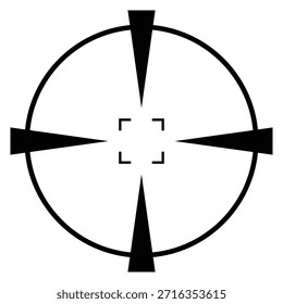 Retícula de objetivo direccional con indicadores de flecha, puntería dinámica y símbolo de navegación para sistemas de seguimiento, visuales de guía e interfaces de control