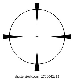 Directional target reticle with arrow indicators, navigation and orientation graphic for tracking systems and performance visuals