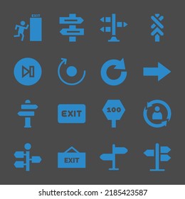 directional web icons. Exit and Direction sign, Road sign and Next symbol, vector signs