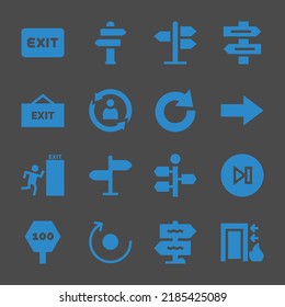 directional web icons. Exit and Sign Post, Direction sign and Next symbol, vector signs