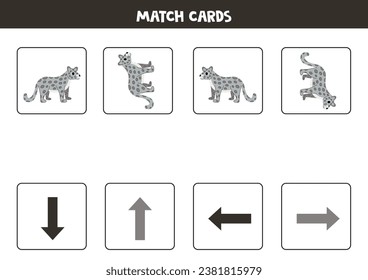Directions with cute snow leopard. Left, right, up or down.