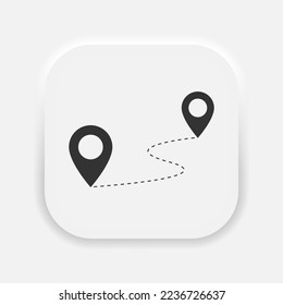 Directions to destination icon. Point of departure and arrival symbol in neumorphism style. Vector EPS 10