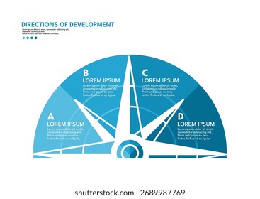 Directions of development compass needle infographic template	