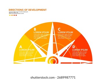 Directions of development compass needle infographic template	