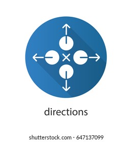 Directions flat design long shadow glyph icon. Abstract metaphor. Vector silhouette illustration