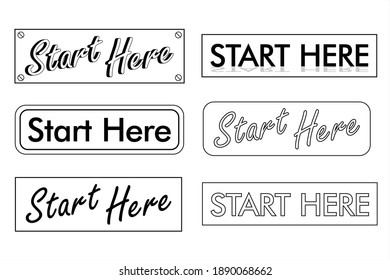 The directions for getting started say "Start Here" in a 3D embossed font style and flat design