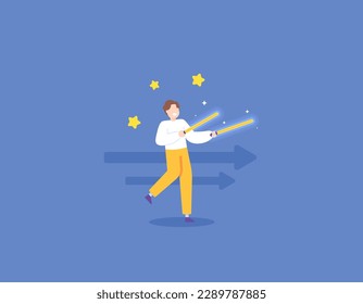 Directions or guidance in order to progress and develop. hints to success. mentors or guides. A businessman who gives direction. business and career. illustration concept design. vector elements. blue