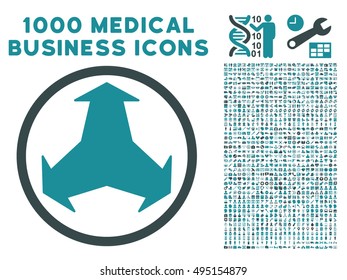 Directions icon with 1000 medical business soft blue vector pictographs. Set style is flat bicolor symbols, white background.