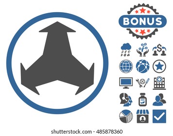 Directions icon with bonus design elements. Vector illustration style is flat iconic bicolor symbols, cobalt and gray colors, white background.