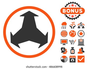 Directions icon with bonus images. Vector illustration style is flat iconic bicolor symbols, orange and gray colors, white background.