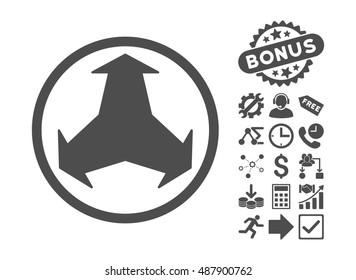 Directions icon with bonus symbols. Vector illustration style is flat iconic symbols, gray color, white background.