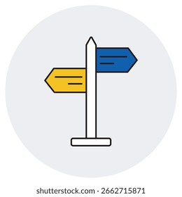 Ícone de Direções, Caminho Guiado, Navegador de Rota, vetor