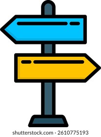 Directions Icon Lineal Color Vector Illustration