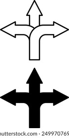 Directions Icons. Black and White Vector Icons. Arrows Pointing in Different Directions. Road Sign