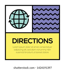 DIRECTIONS AND ILLUSTRATION ICON CONCEPT