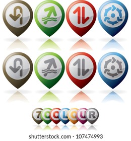 Directions and moves arrows to show different kind of road situations.