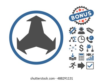 Directions pictograph with bonus pictograph collection. Vector illustration style is flat iconic bicolor symbols, cobalt and gray colors, white background.