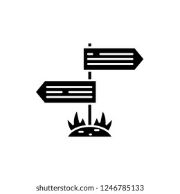 Directions of the road black icon, vector sign on isolated background. Directions of the road concept symbol, illustration 