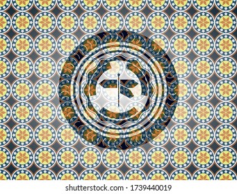 Wegweiser Symbol im arabischen Emblem Hintergrund. arabische Dekoration. 