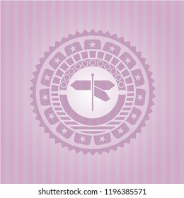 directions sign icon inside badge with pink background