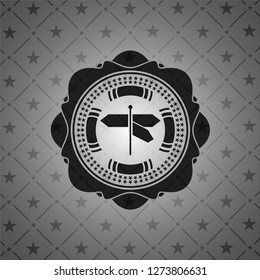 directions sign icon inside black emblem
