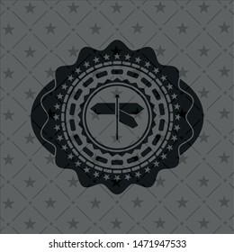 directions sign icon inside black emblem