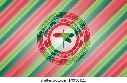 directions sign icon inside christmas badge.