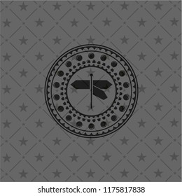 directions sign icon inside dark emblem