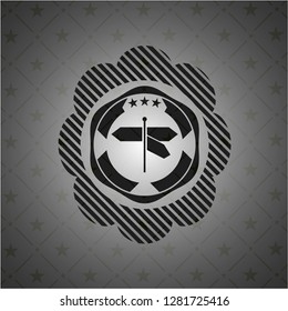 directions sign icon inside dark badge