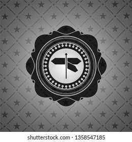 directions sign icon inside dark emblem. Retro