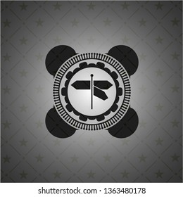 directions sign icon inside dark emblem