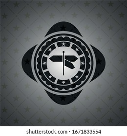 directions sign icon inside dark emblem