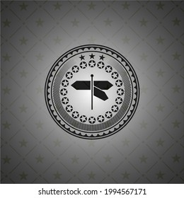 directions sign icon inside dark badge. 