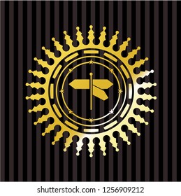 directions sign icon inside golden emblem