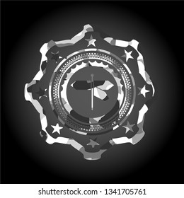 directions sign icon inside grey camo texture