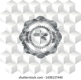 directions sign icon inside grey emblem with cube white background