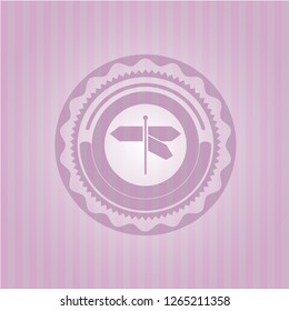 directions sign icon inside pink icon or emblem