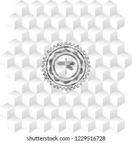 directions sign icon inside realistic grey emblem with cube white background