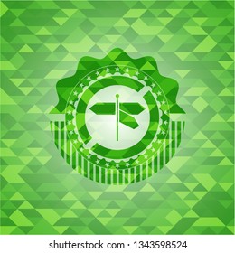 directions sign icon inside realistic green mosaic emblem