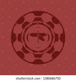 directions sign icon inside realistic red emblem