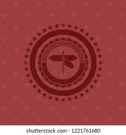 directions sign icon inside red emblem. Retro