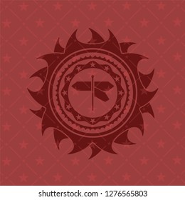 directions sign icon inside red emblem. Retro