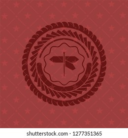 directions sign icon inside red emblem. Retro