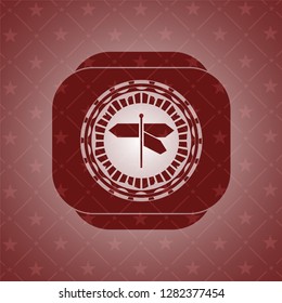 directions sign icon inside retro red emblem