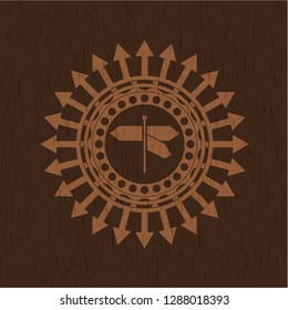 directions sign icon inside retro style wood emblem