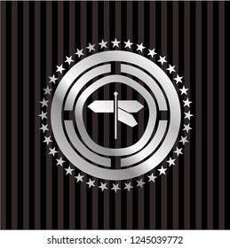 directions sign icon inside silvery badge