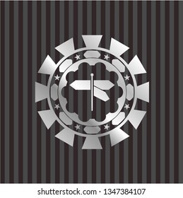 directions sign icon inside silvery badge
