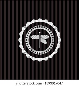 directions sign icon inside silvery shiny emblem