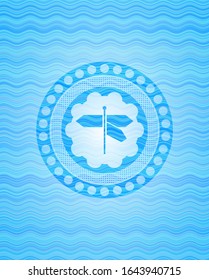 directions sign icon inside water wavec oncept emblem.