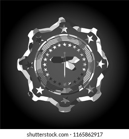 directions sign icon on grey camouflage texture